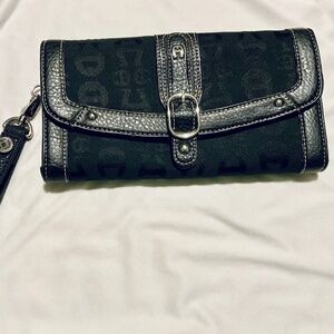 Etienne Aigner Black Wallet/Wristlet/Purse with Buckle - 9 inches